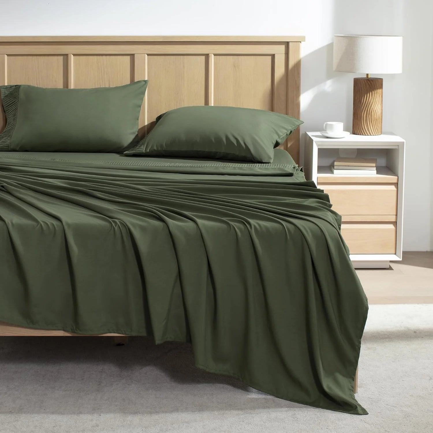Emerald Green Microfiber Sheet Set California King 4 Pieces Deep Pocket B9270