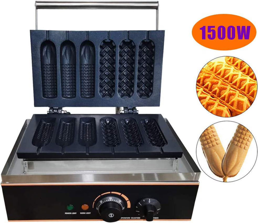 6 PCS Non Stick Stainless Steel Electric Waffle Maker 1500W I50447
