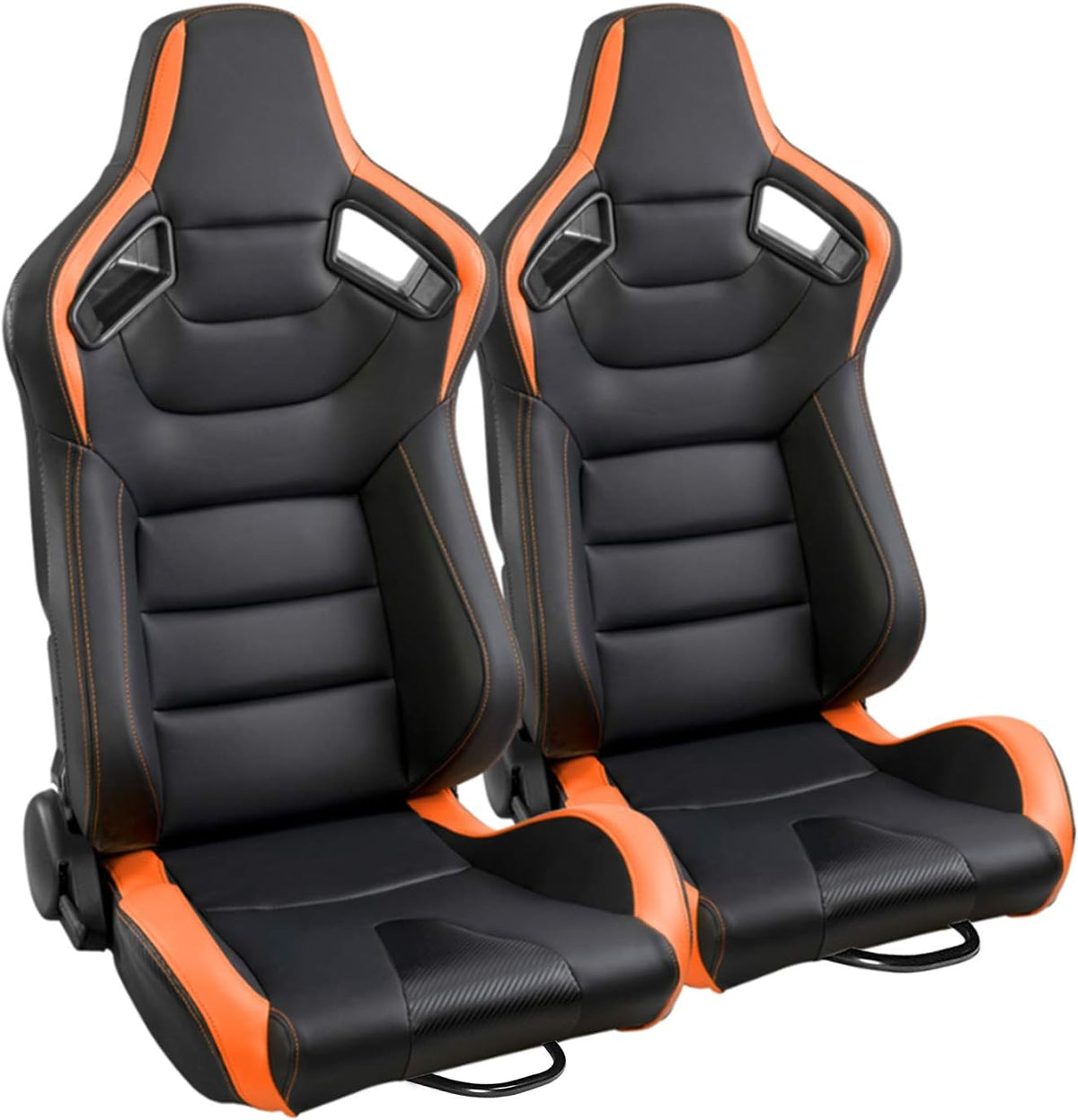 Racing Seats, 1 Pair Bucket Seats with Dual Lock Sliders, PVC Leather D798