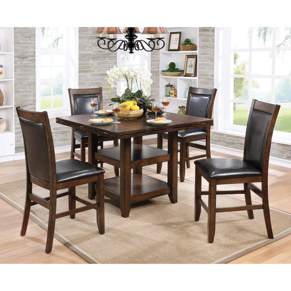Rustic Contemporary Leatherette Brown Cherry Counter Height Chair G356
