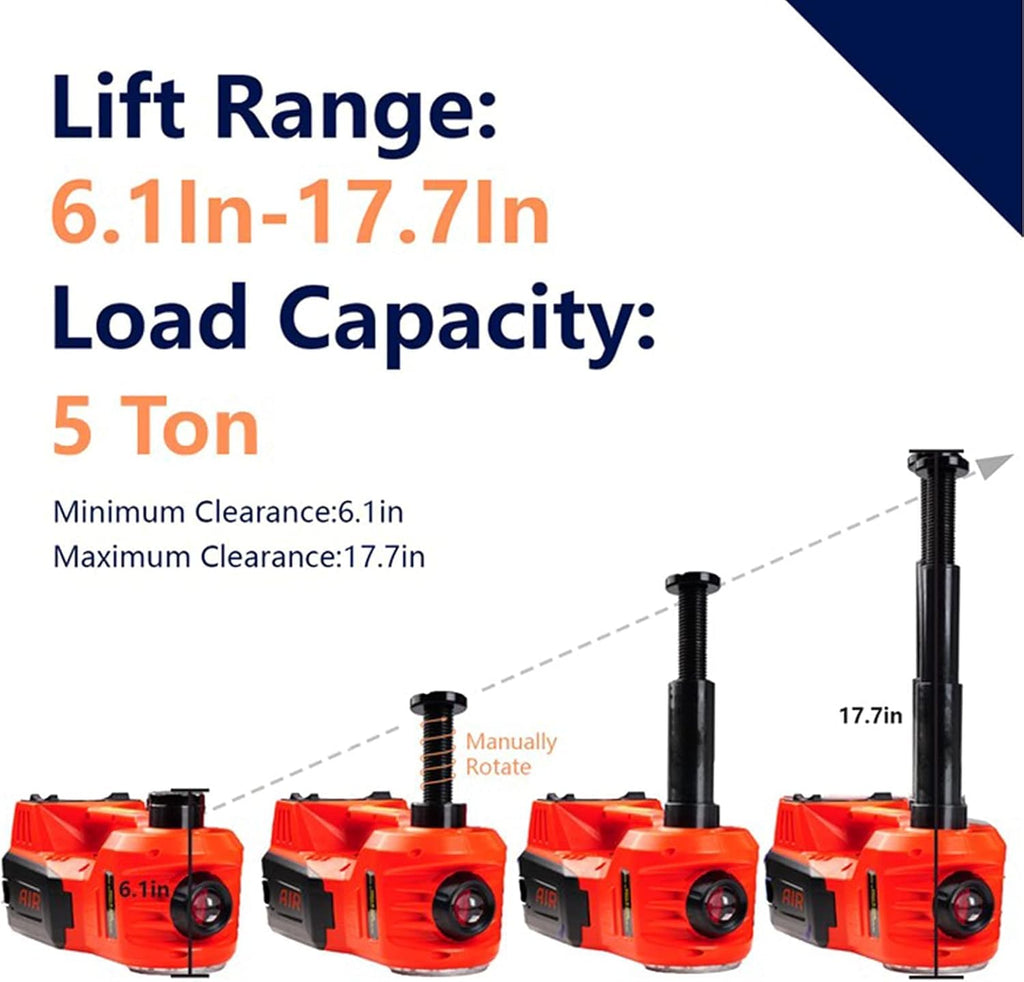 5 Ton 12V Electric Car Jack with Built-in Inflatable Pump O132063