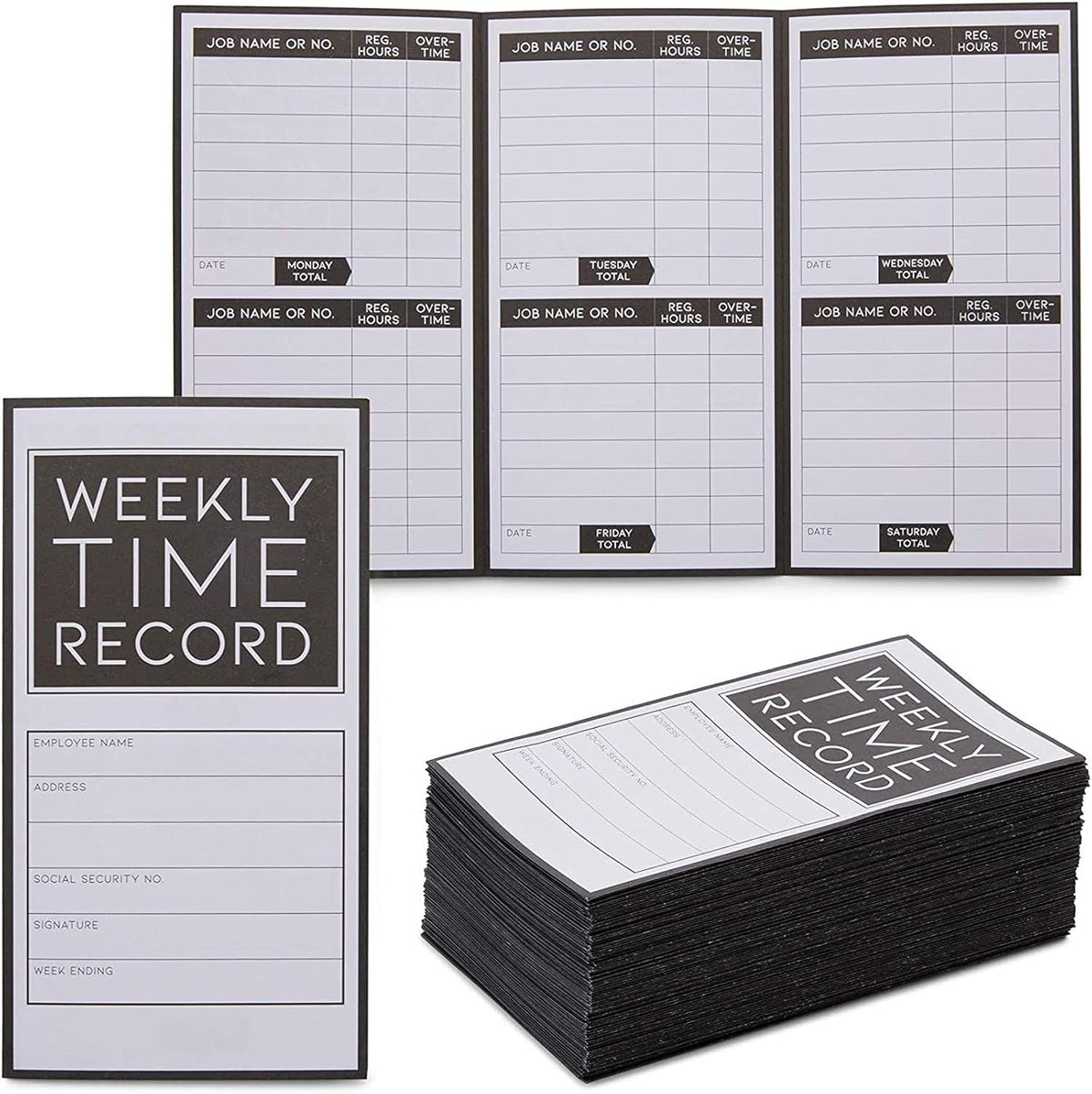 200 Pack Trifold Time Cards (5 x 8 in) N742260