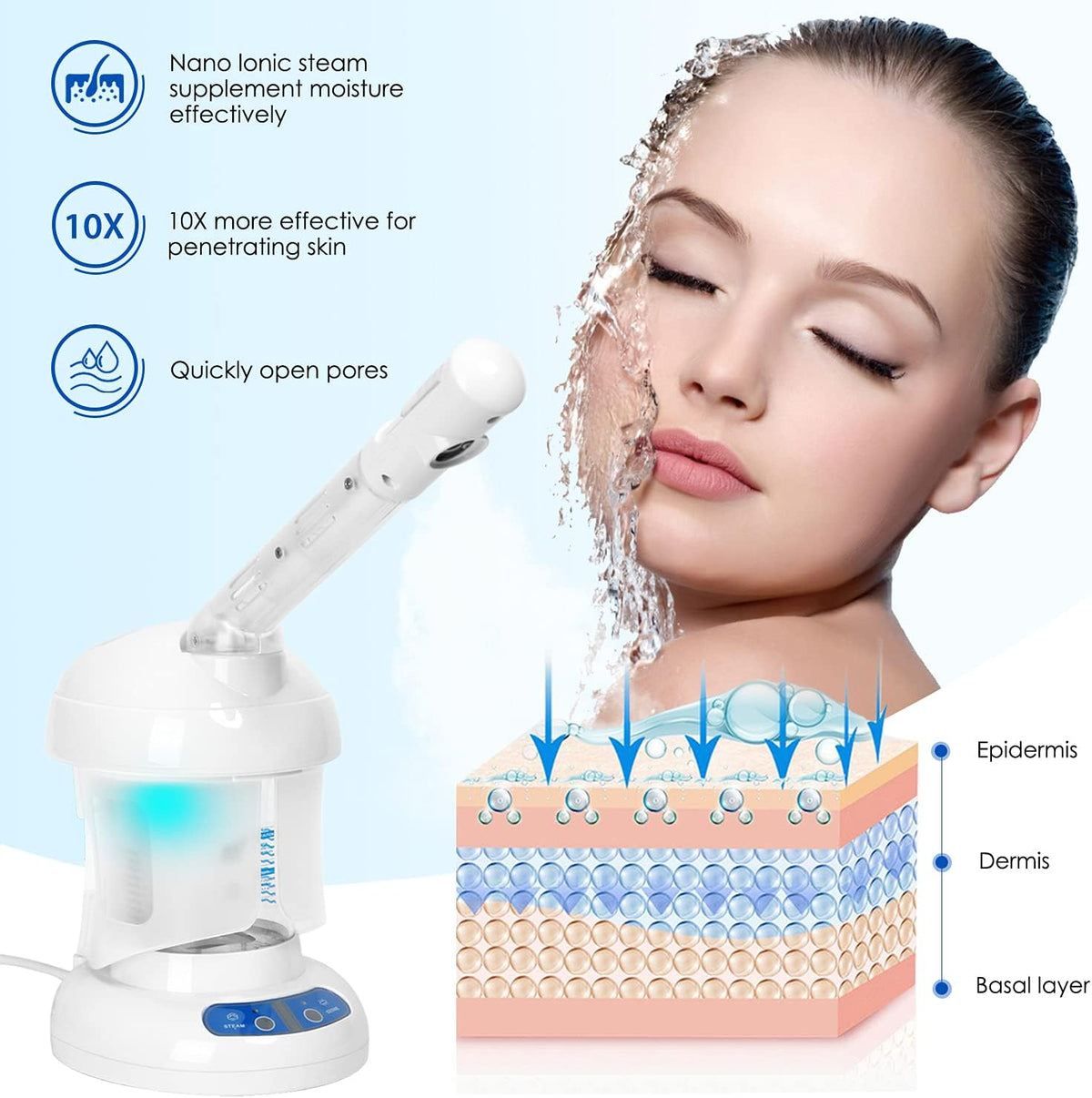 Facial Steamer with Extendable Arm, White, Pack of 2 N483169