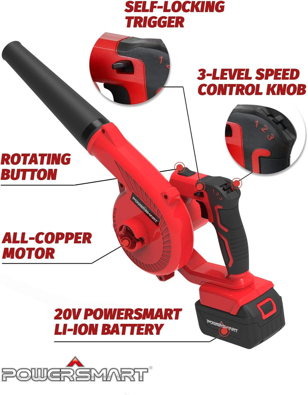 20V Cordless Leaf Blower & Vacuum with 2.0Ah Batteries and Charger O407930