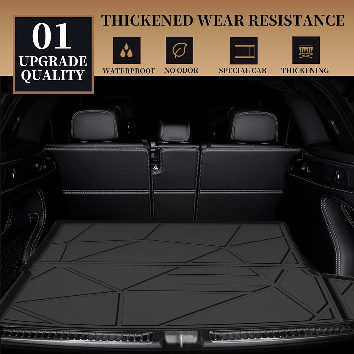 Black TPO All Weather Heavy Duty Waterproof Rear Cargo Tray Trunk Floor Mat Protector X65962