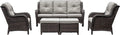 5 PC Brown Rattan Wicker Sectional Sofa Set with Ottoman Footrests K191