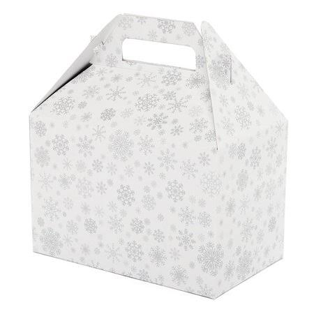 White/Slv Snowflake Print Gable Box P64779