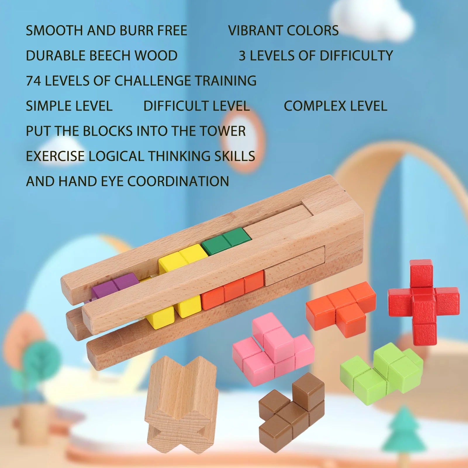 Colored Wooden Stacking Blocks Toy I683