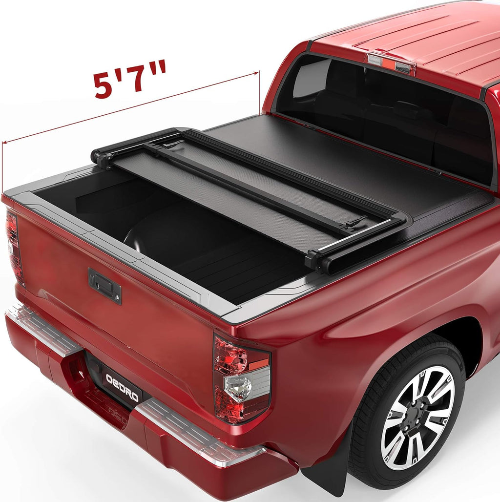 Hard Tri-fold Truck Bed Tonneau Cover with Built-in Light Strip 5.5ft Bed Z293527