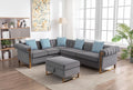 Gray Velvet 6-Seater Sectional Sofa with Storage Ottoman L551