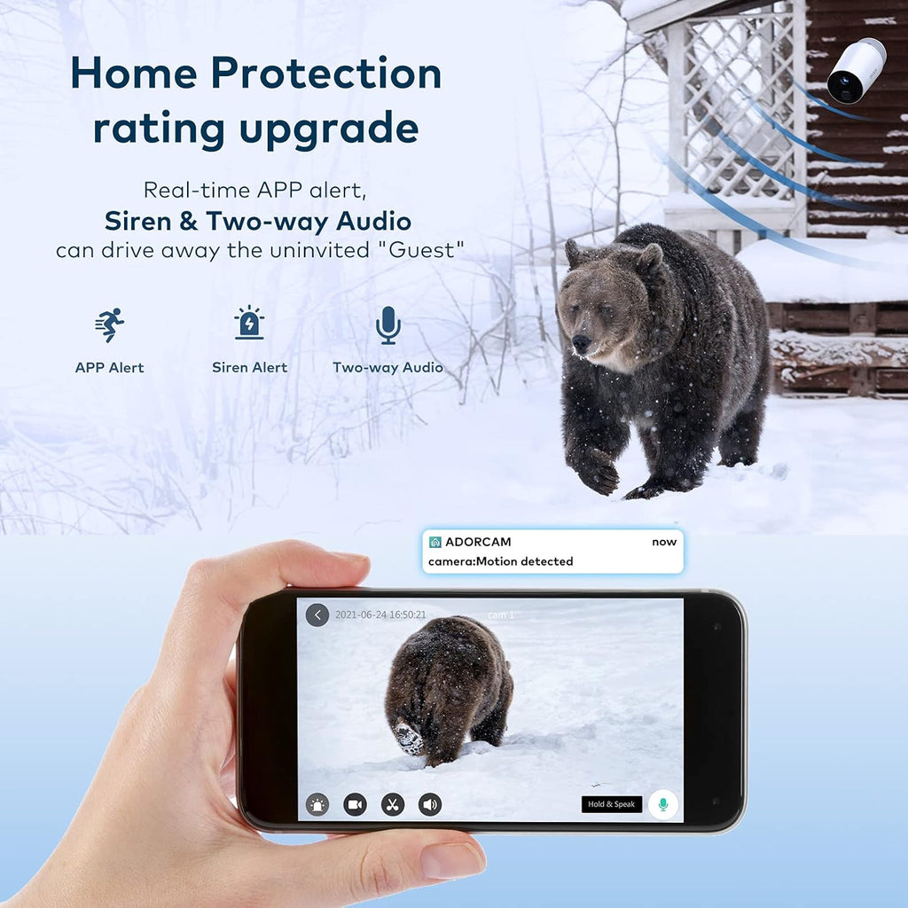 Wireless Battery-Powered Outdoor Security Camera with Night Vision and 2-Way Audio A107