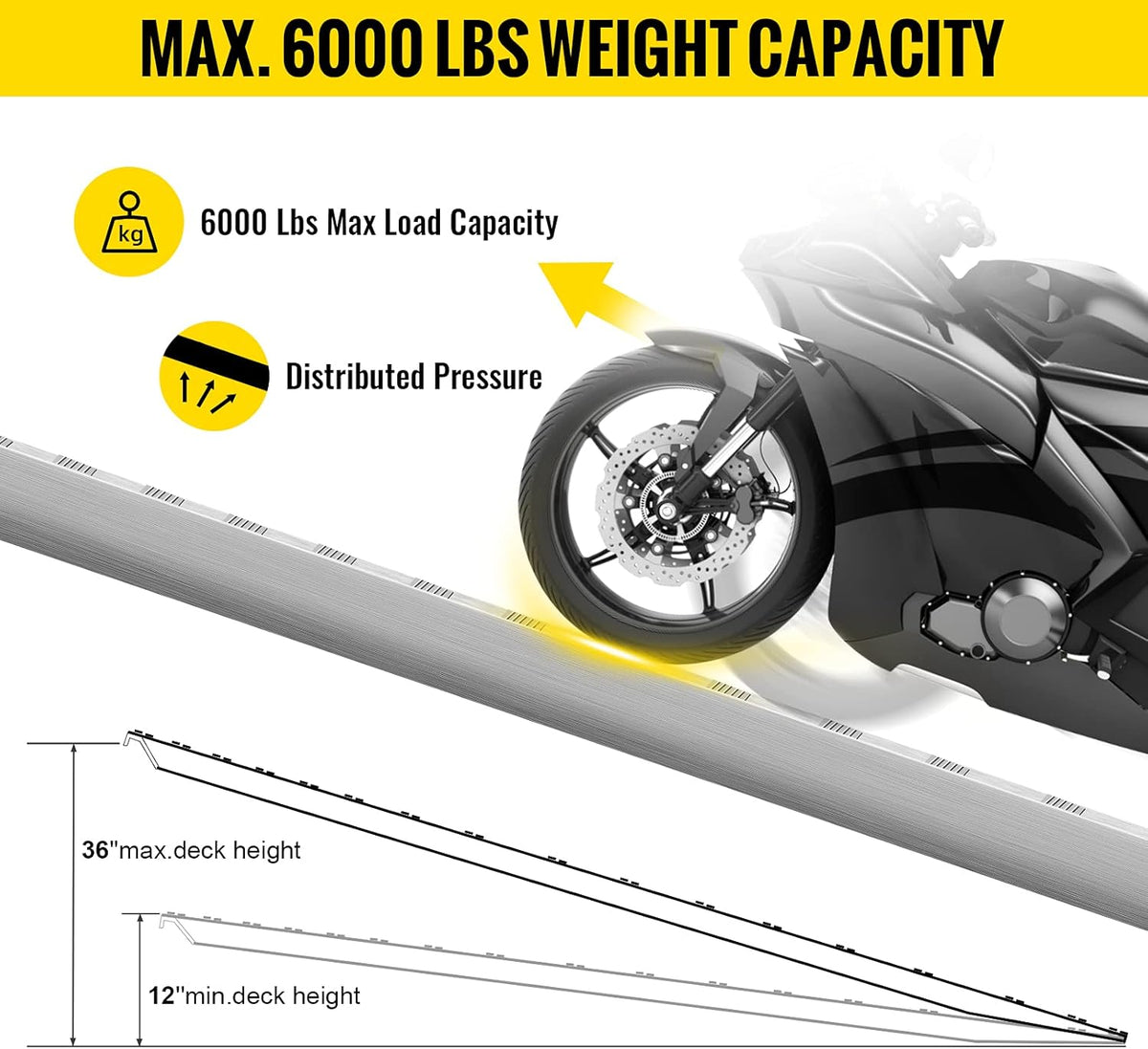 84'' X 15'' Aluminum Trailer Ramps 6000LBS Total Beavertail Hook End 1 Pair N4556