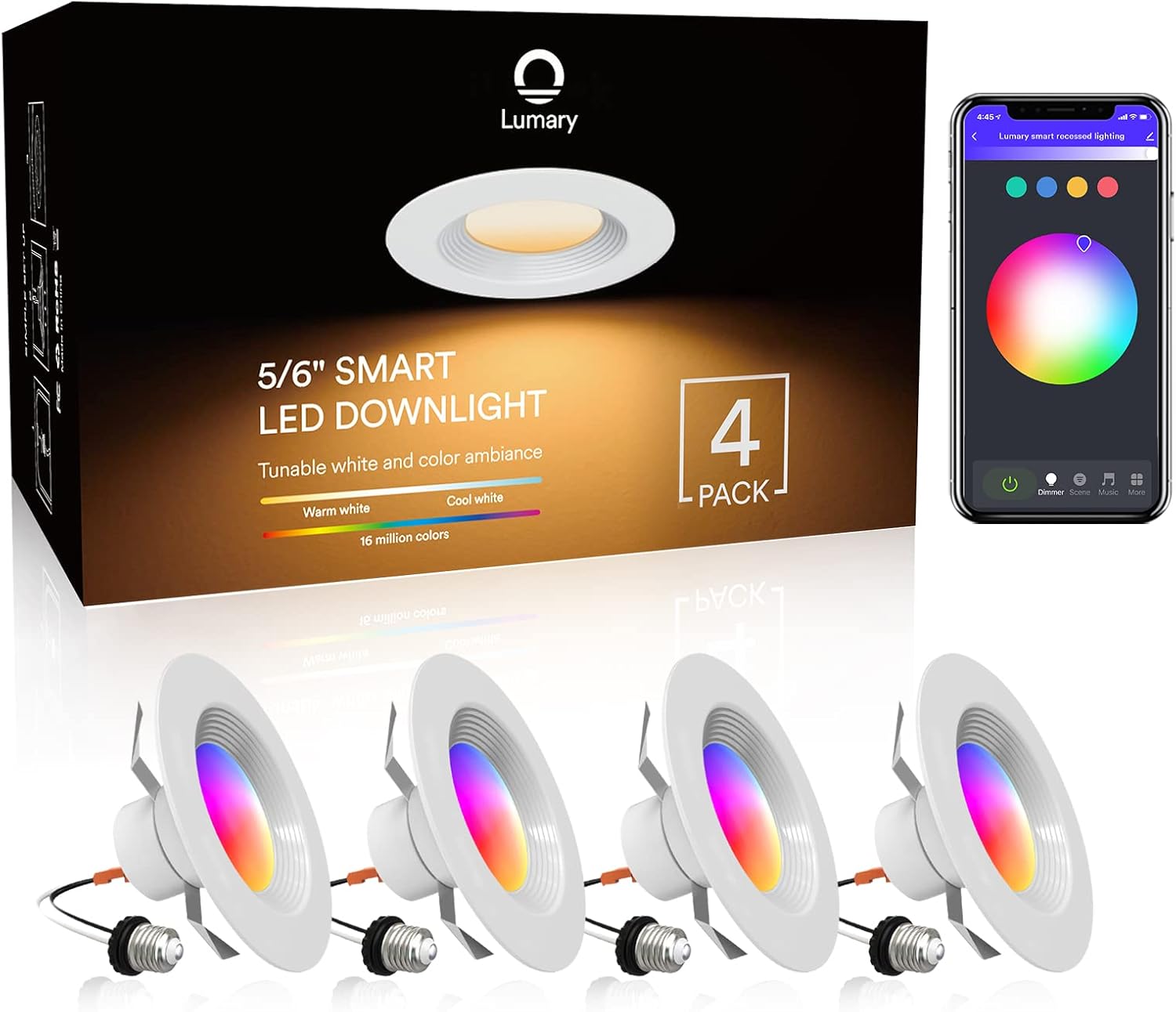 6 Inch 13W Smart Recessed Lights RGBWW Can Lights K230