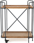 Antique Finish Firwood and Iron Coffee Cart L255