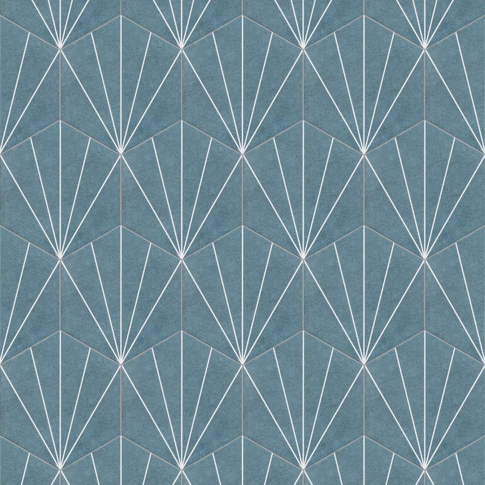 Aster Hex Azul Encaustic Porcelain Floor and Wall Tile E77079