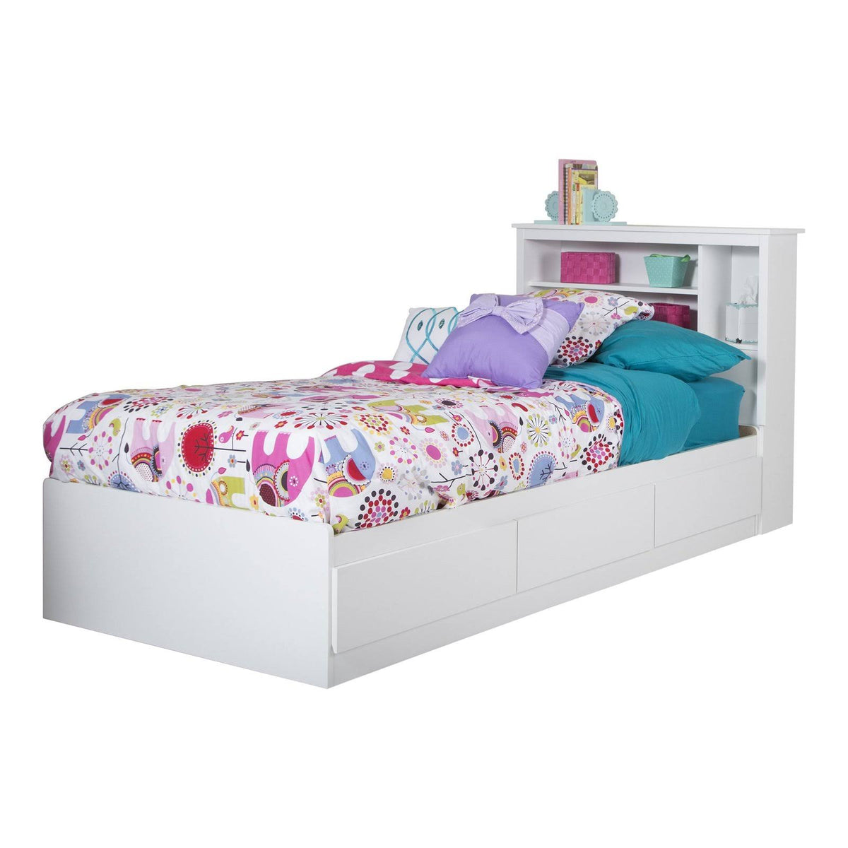 Pure White Twin Bookcase Headboard S799
