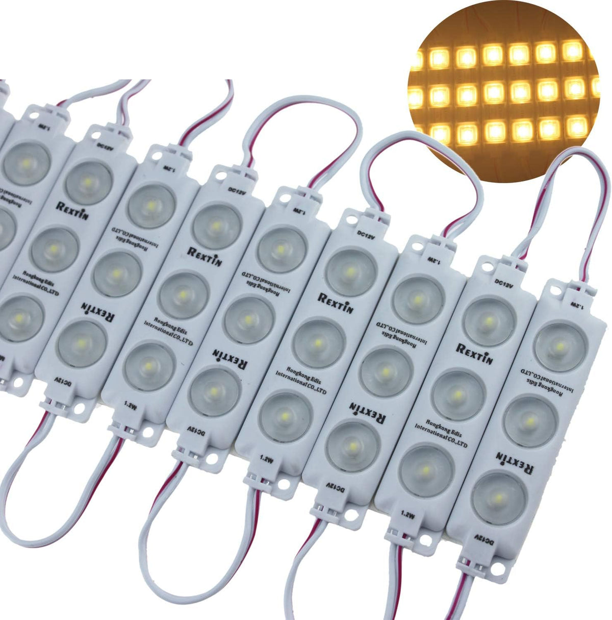 200PCS 3LED 2835 LED Module White IP68 Waterproof Decorative Light with Tape Wire Crimp Cap Pack of 2 F59510