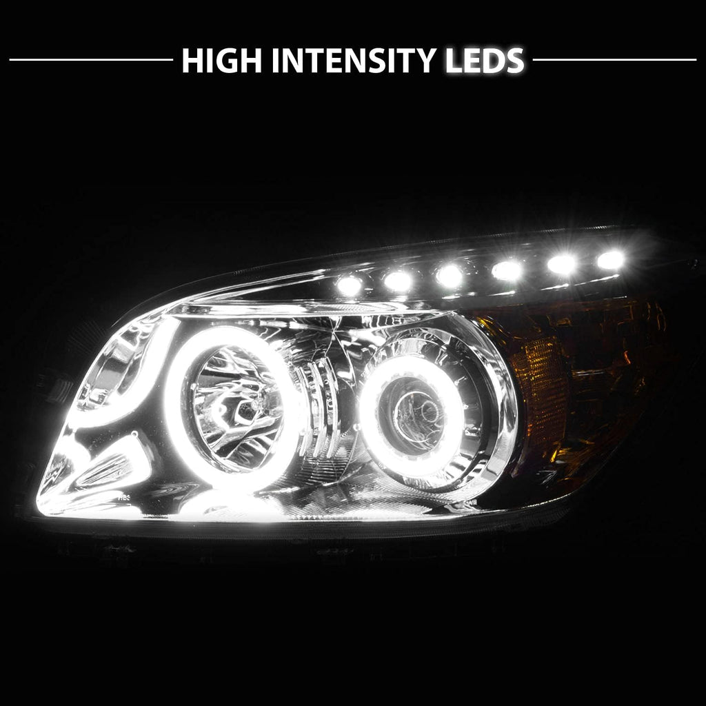 Chrome Dual LED Halo Projector Headlights Set for Toyota Rav4 K204550