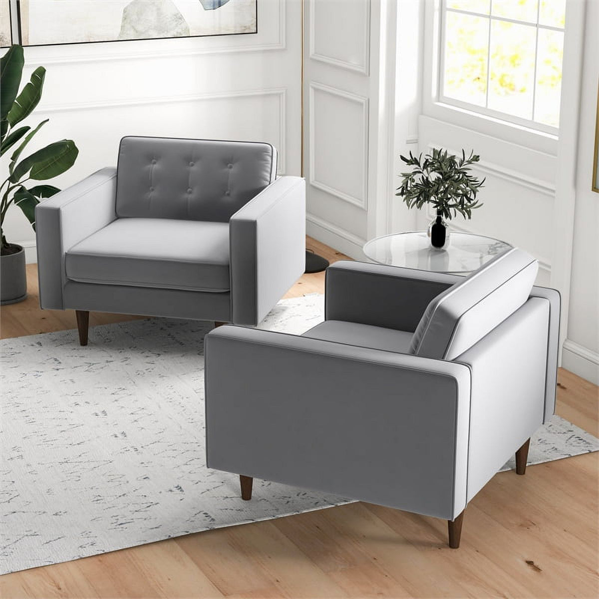 Gray Velvet Lounge Chair (Set of 2) T696221