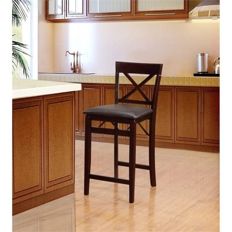 Faux Leather Counter Stool in Espresso Brown H39229