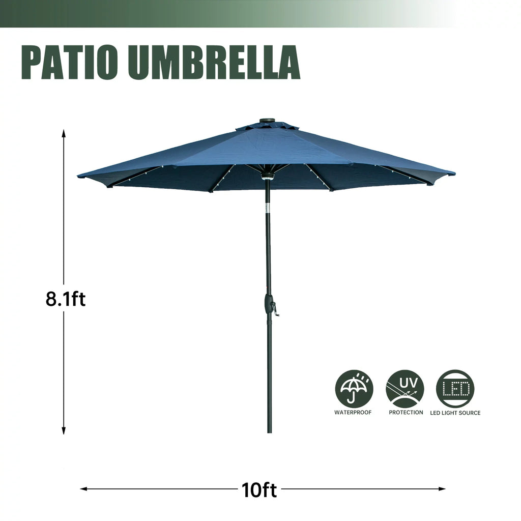 10ft Solar Powered Patio Umbrella with 40 LED Lights W4736