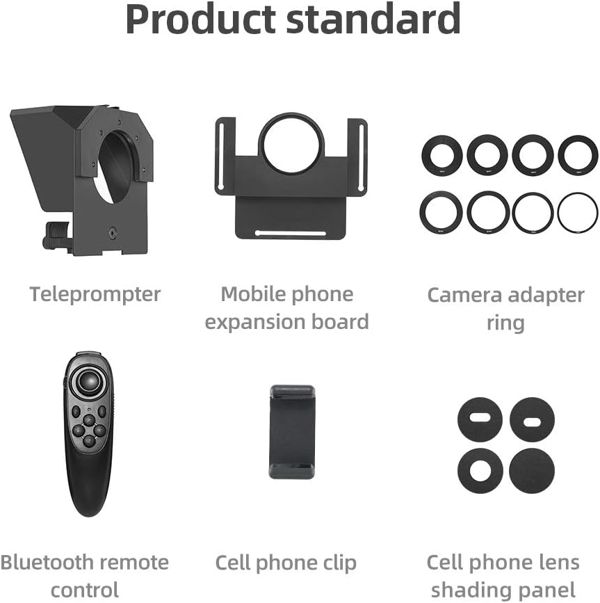 Portable Teleprompter Kit with Remote Control for Phone and DSLR Recording Pack of 2 V48309