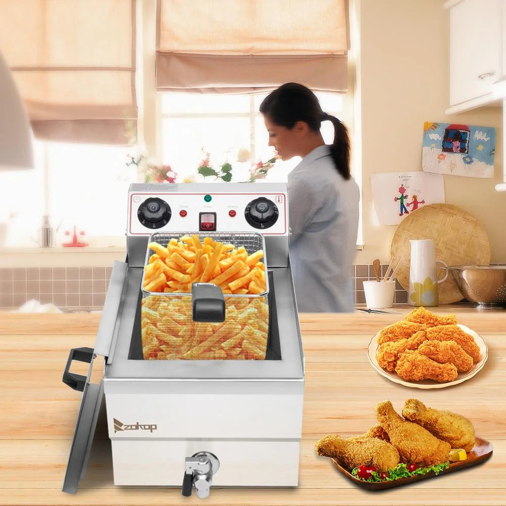 12.5QT Electric Stainless Steel Countertop Deep Fryer Q934813
