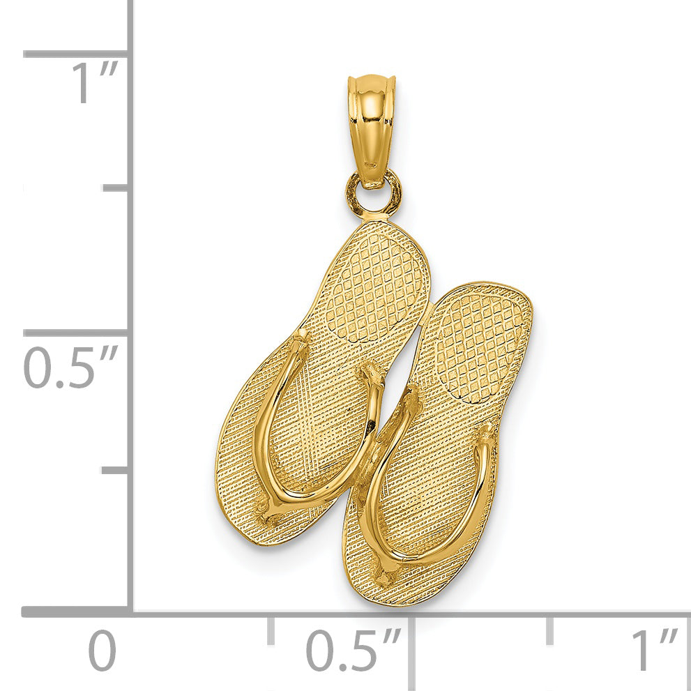 14k Yellow Gold Flip Flop Sandals Pendant 7x13mm R203