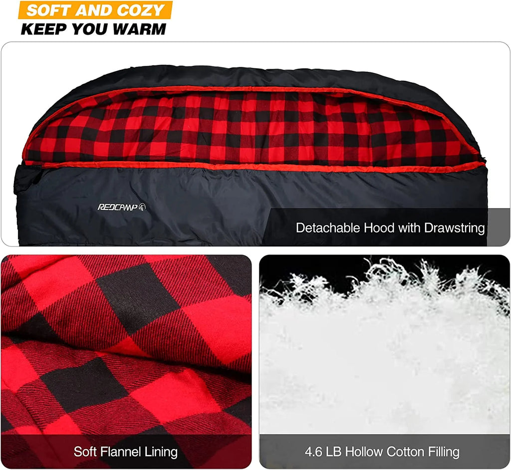 Cotton Double Sleeping Bag, Queen Size, Black/Navy Blue I116