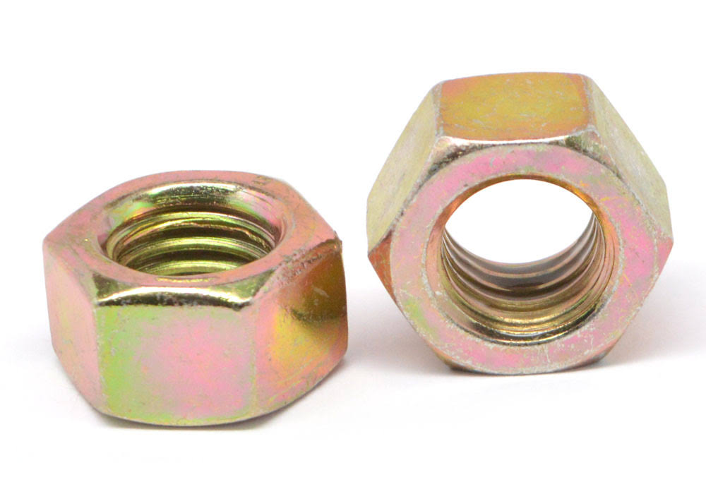 7/8x22-9 Coarse Thread Grade 8 Finished Hex Nut - Medium Carbon Steel Yellow Zinc Plated Pk 100 M35873