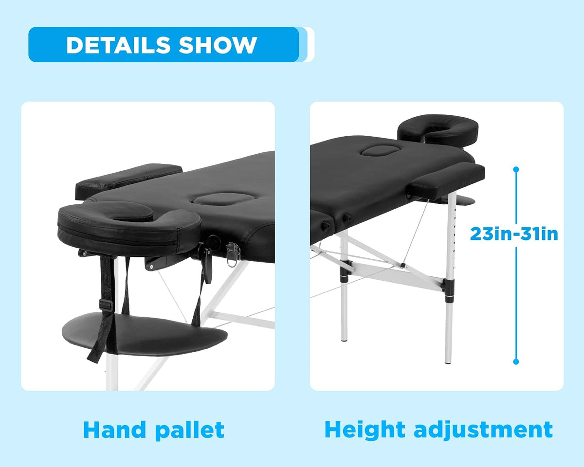 Portable 3 Folding Massage Table with Carry Case Q86815