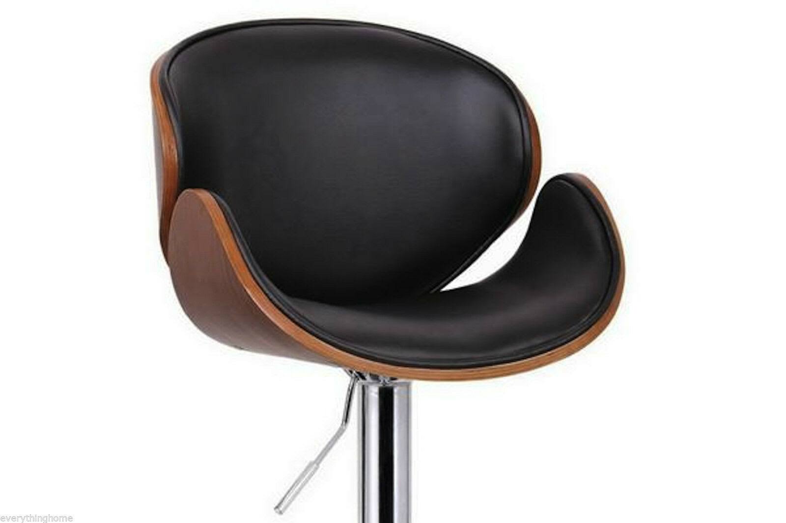 Walnut Bentwood Bar Stool with Curved Vinyl Seat and Back X592