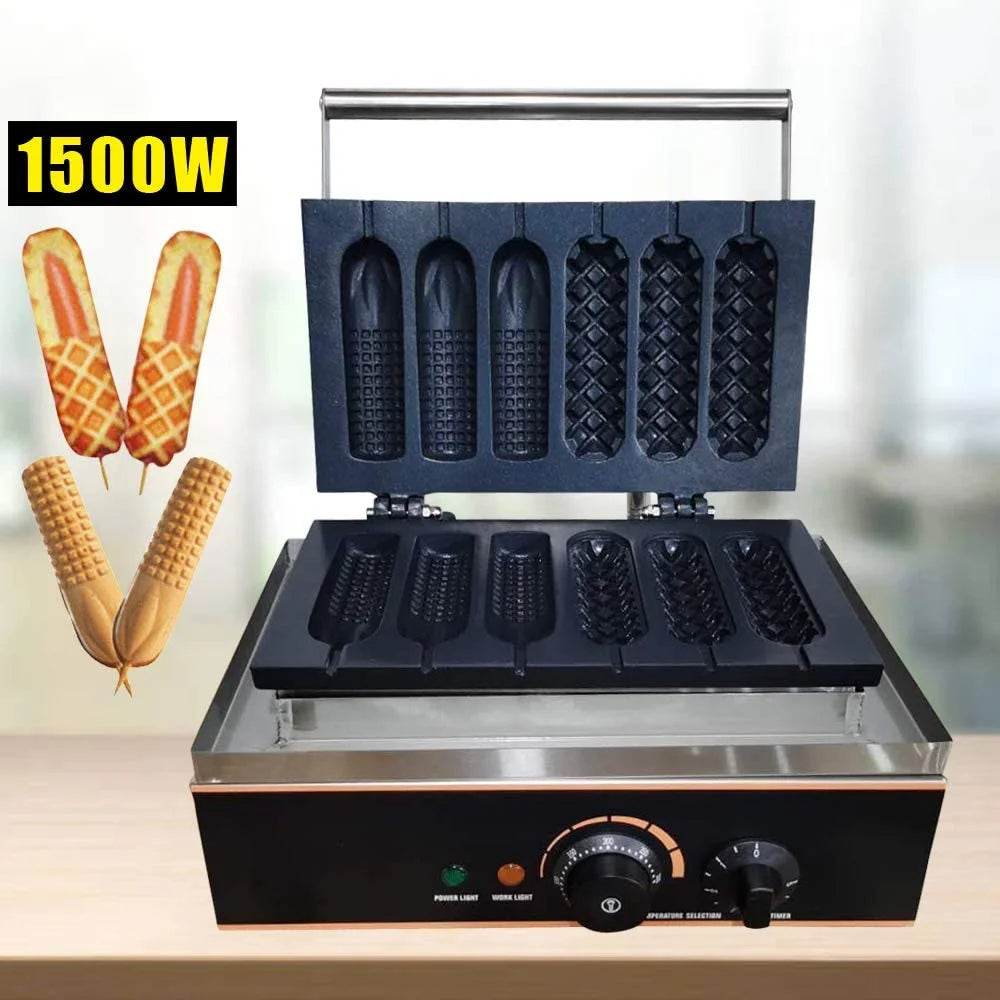 6 PCS Non Stick Stainless Steel Electric Waffle Maker 1500W I50447