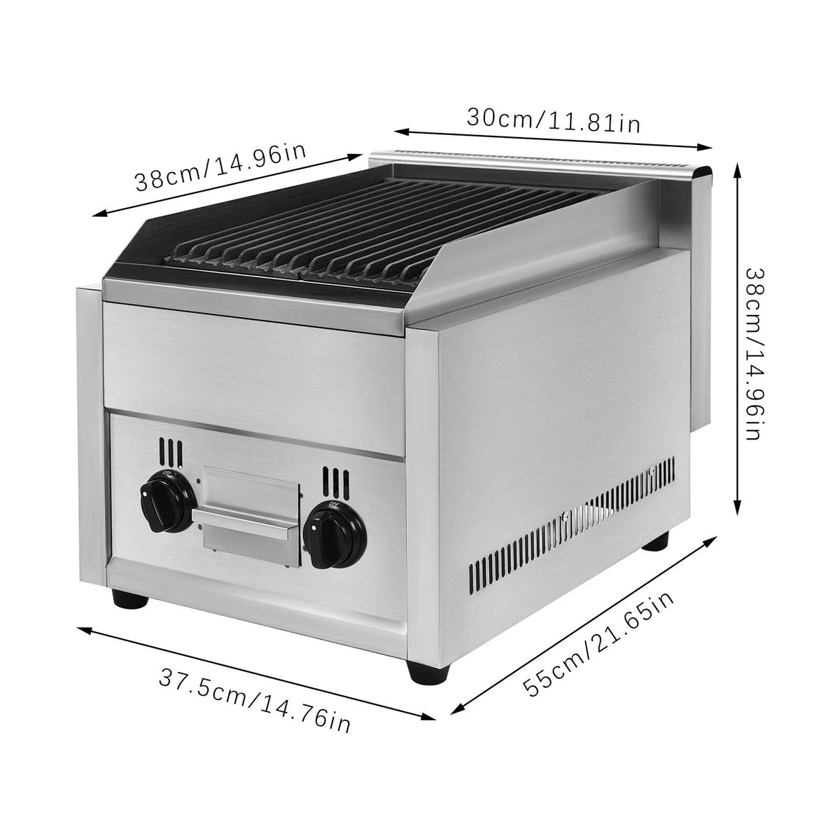 2 Burner Countertop Gas Charbroiler Grill H908416