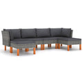 6 Piece Gray Poly Rattan Sectional Outdoor Furniture Set H173