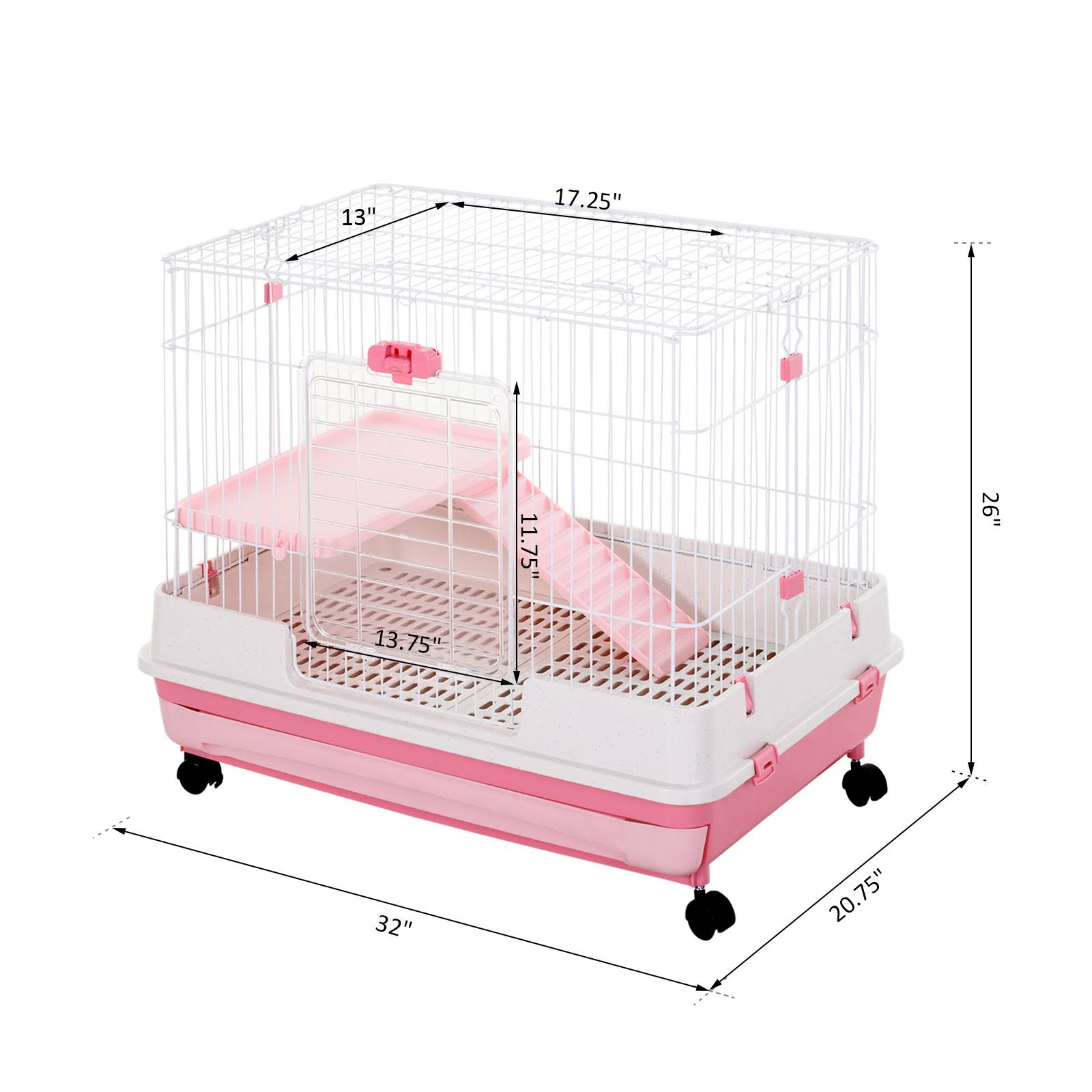 Indoor Rabbit Cage Small Animal House with Wheels L9595