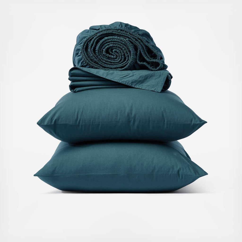 Organic Crinkled Percale Sheet Set Cal King Aegean W268