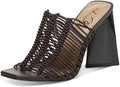 Caviar Brown Block Heel Slip On Squared Toe Mules J1725