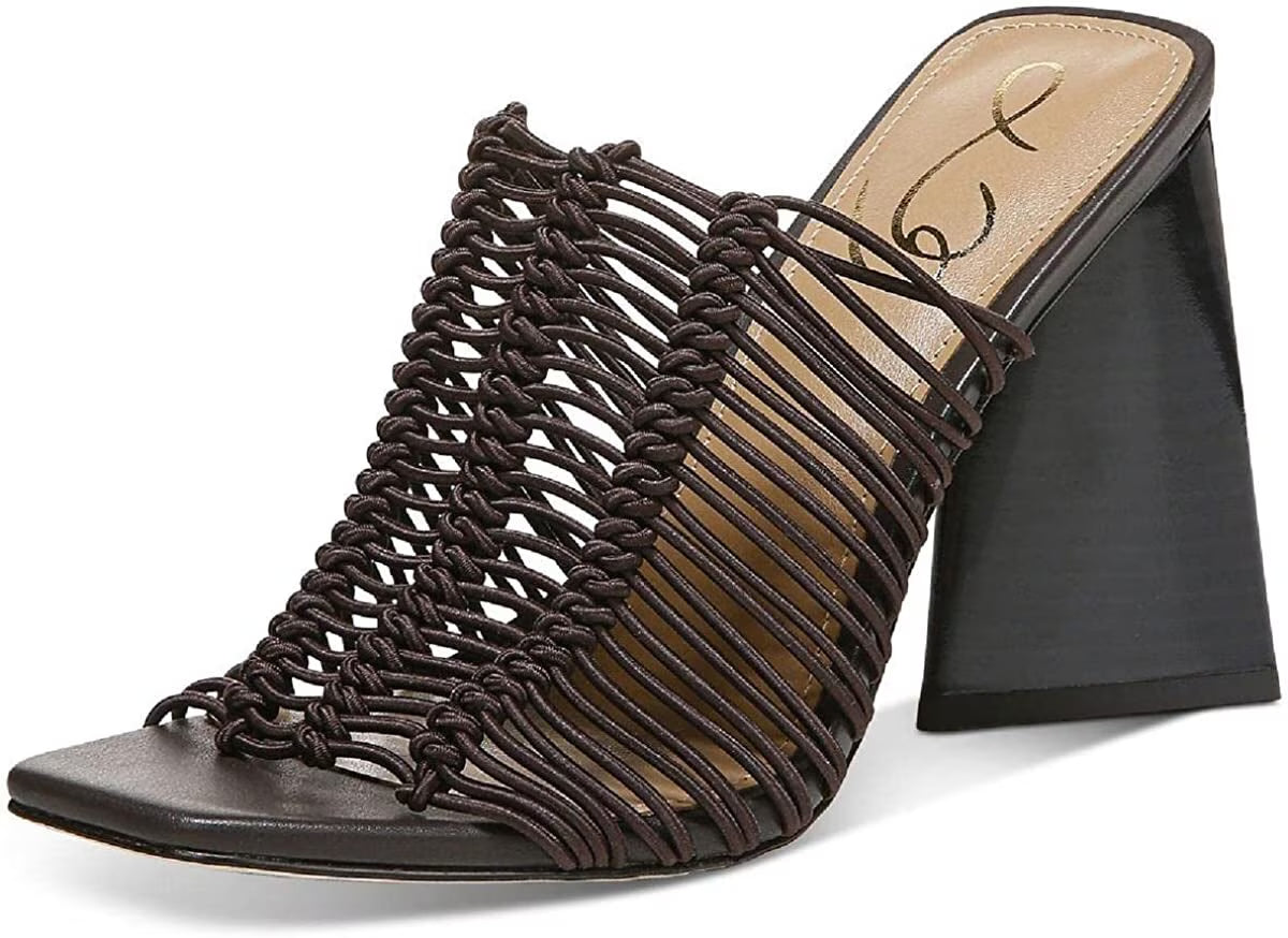 Caviar Brown Block Heel Slip On Squared Toe Mules J1725