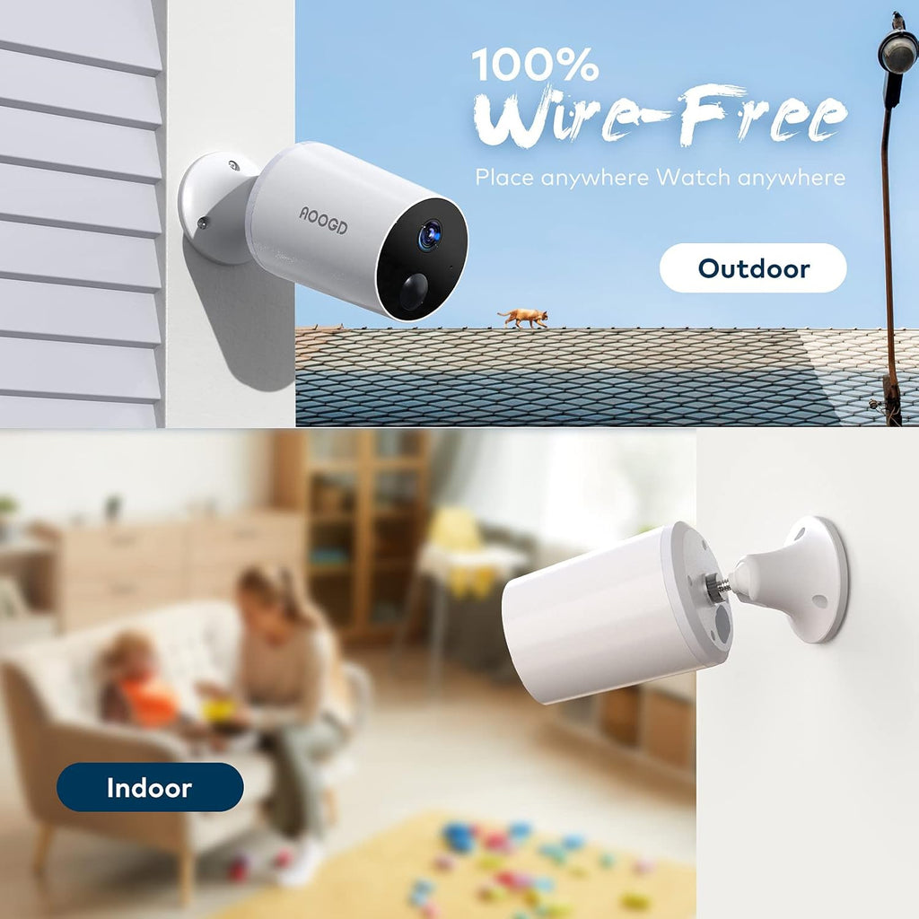 Wireless Battery-Powered Outdoor Security Camera with Night Vision and 2-Way Audio A107