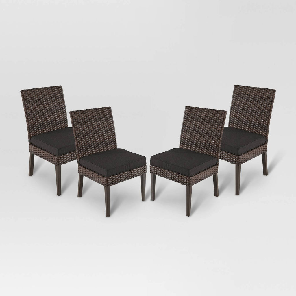 4pk All-Weather Wicker Patio Dining Chair Charcoal S96628