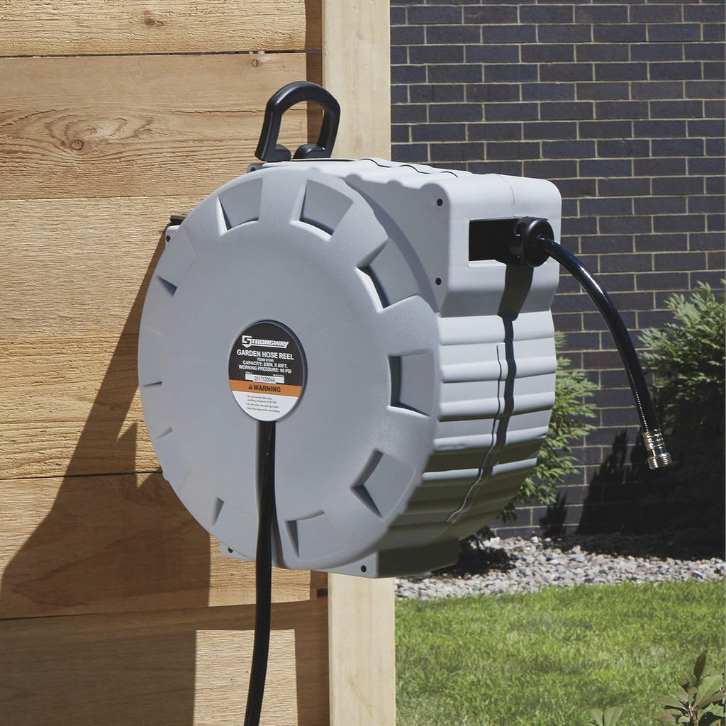Retractable Garden Hose Reel with 5/8in. Dia. x 80ft. Hose - Wall Mount T69538