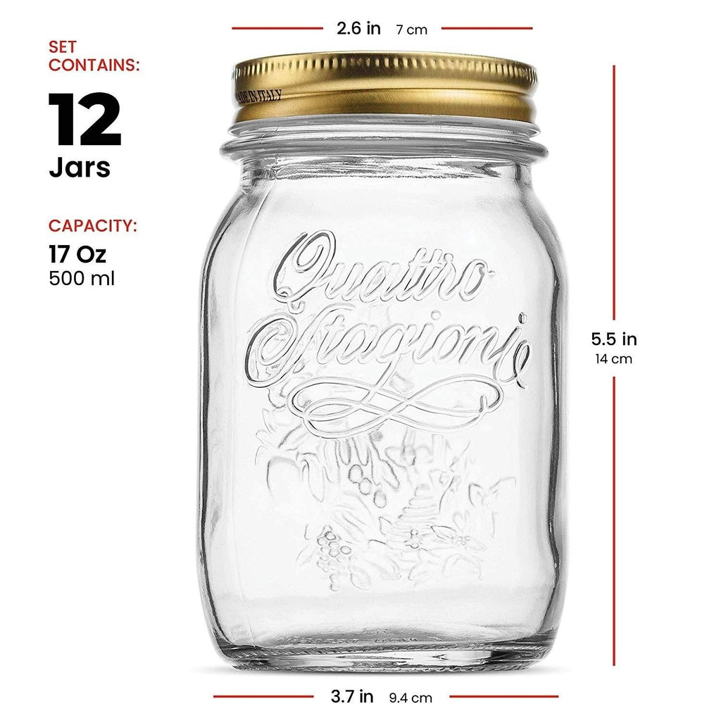12 Pack 17 Ounce Glass Mason Jars with Airtight Lid M9874