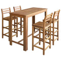 5 Pieces Solid Acacia Wood Bar Table and Chair Set G813698