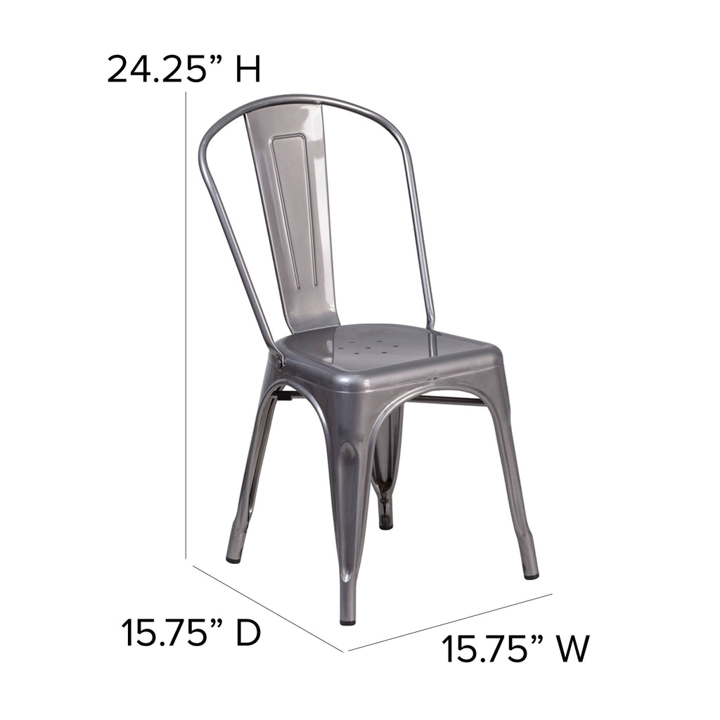 Grey Metal Stackable Indoor Chair F671