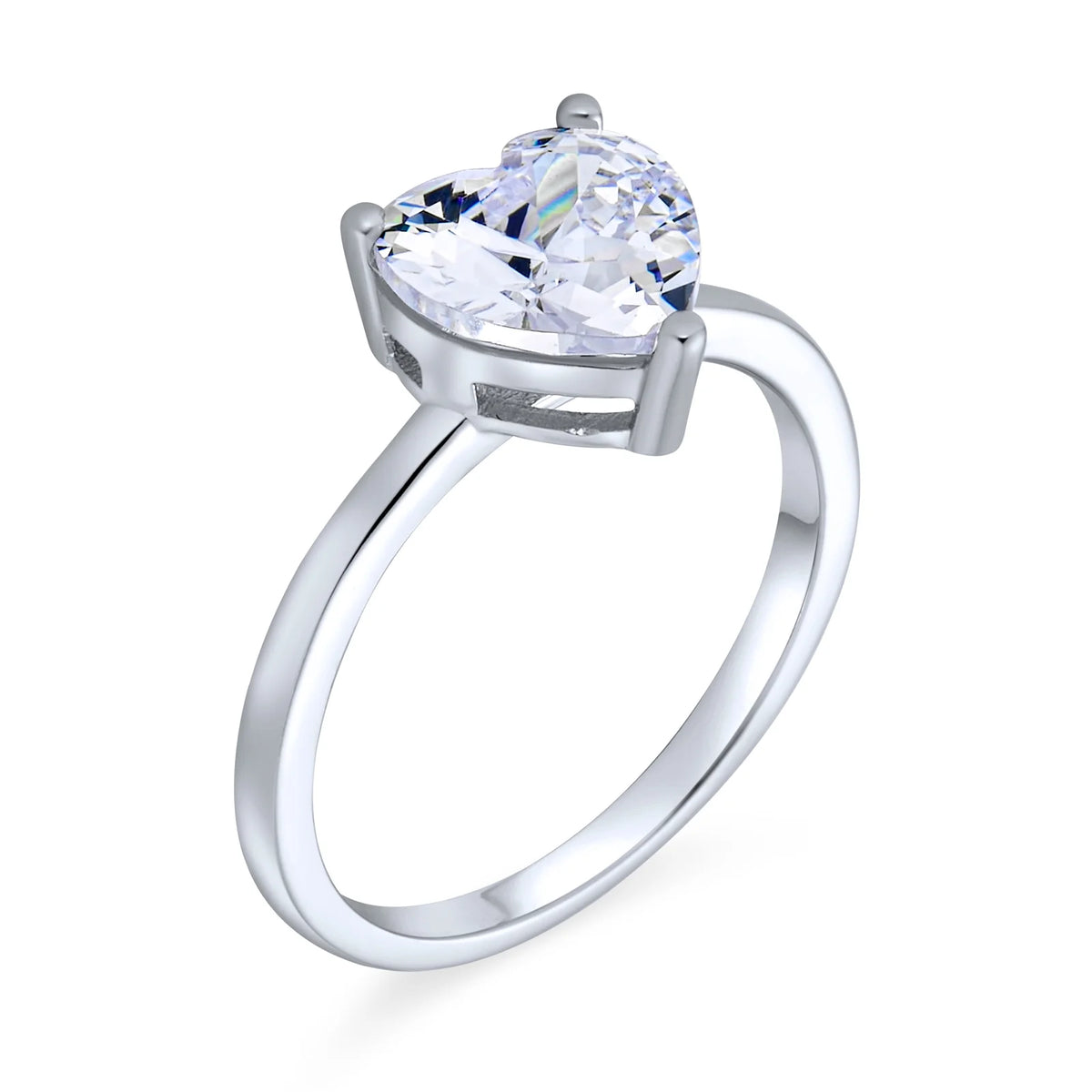 Sterling Silver Heart Engagement Ring Band Ring A572