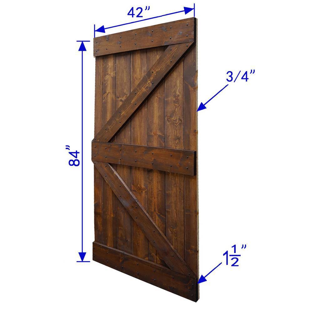 Dark Walnut Finished Knotty Pine Wood Sliding Barn Door Slab B79679