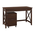 48w Writing Desk with 2 Drawer Mobile File Cabinet in Bing Cherry D911234