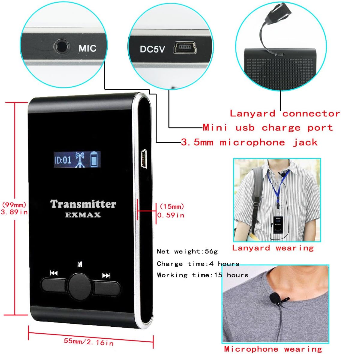 Wireless Tour Guide System Microphone (1 Transmitter 10 Receivers) G11108