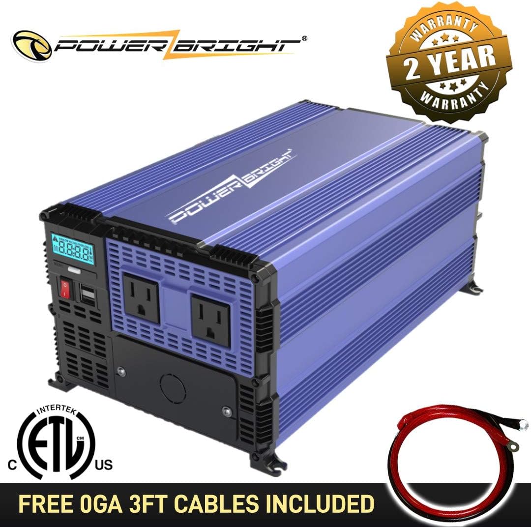 4000 Watts Modified Sine Wave Power Inverter 12V to 110V DC to AC Converter with Dual AC Outlets and 2 USB Ports D2734